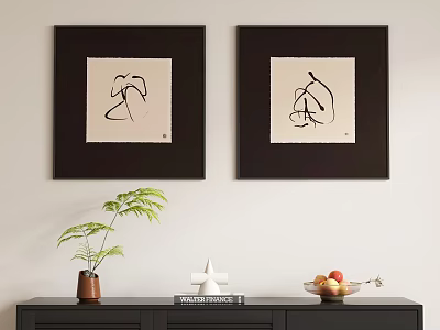 Ancient Style Decorative Painting Hanging Painting 3d model