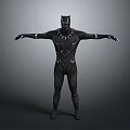 Black Panther Character In Black Costume With Outstretched Arms And Detailed Design