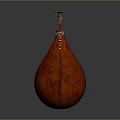 Red Leather Teardrop Shaped Decorative Vase With White Stitching And Black Lid