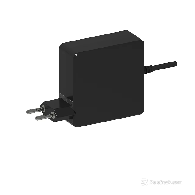 Black AC Power Adapter With Plug And Charging Cable For Devices 3d model 