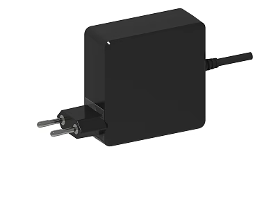 Black AC Power Adapter With Plug And Charging Cable For Devices 3d model
