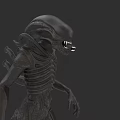Sci Fi Alien Creature Character With Large Head Skeletal Body And Glowing Eyes