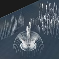 Modern 3D Model Fountain Design With Central Structure And Surrounding Water Jets