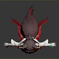 Anime Game Character With Fox Ears Traditional Red White Costume Gold Accents And Flowing Ribbons