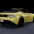 Yellow Sports Coupe Car With Sleek Design Black Roof And Black Wheels