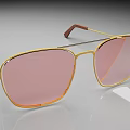 Fashionable Jewelry Style Gold Frame Sunglasses With Pink Lenses And Brown Temple Tips