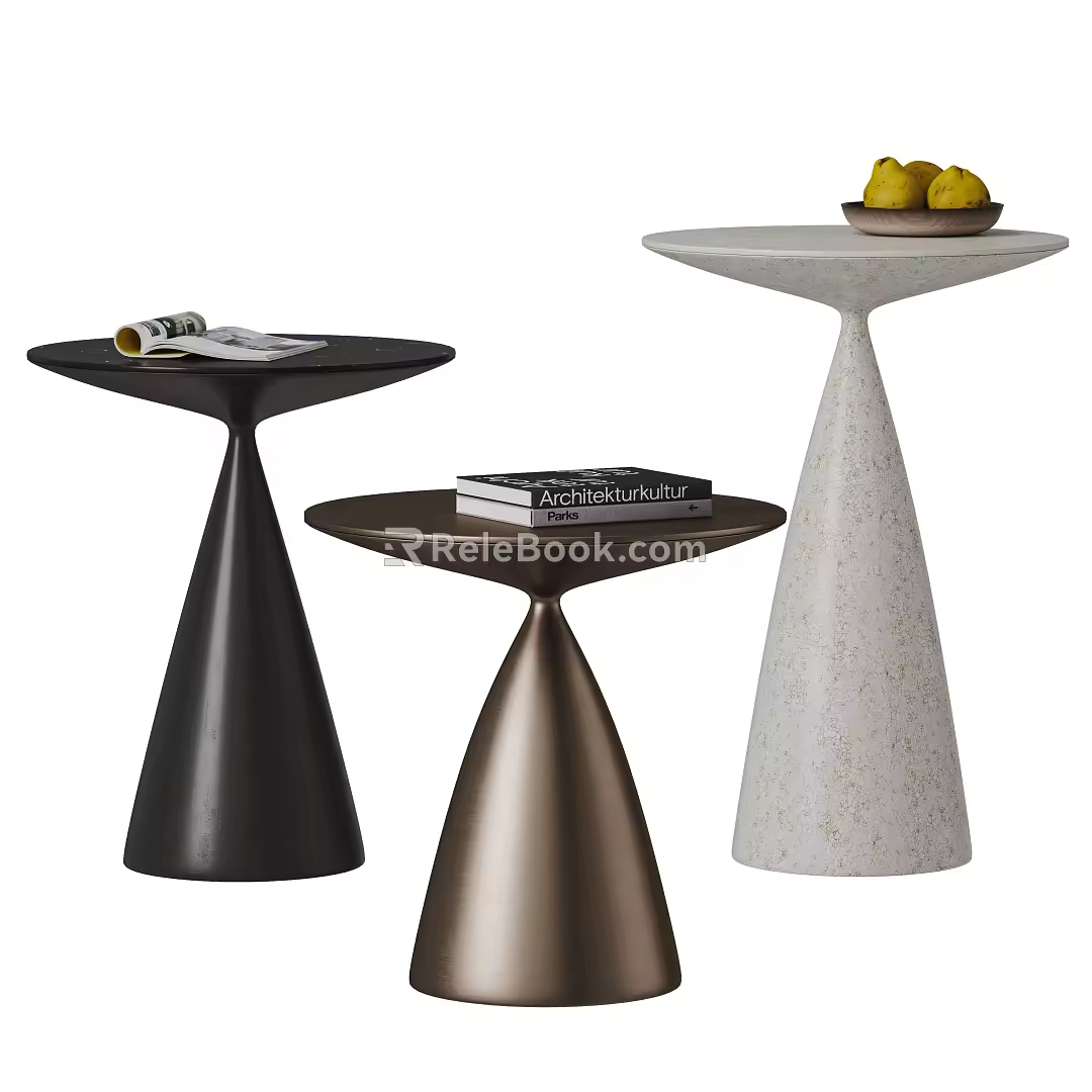 desalto Modern Side Table Combination Hourglass Side Table Metal Side Table Stone Side Table Small Round Table Leisure Table 3d model