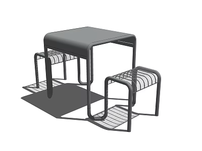 Modern Black Table And Chair Set With Metal Frame And Wire Mesh Seats 3d model