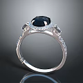 Elegant Silver Ring With Black Gemstone And Small Diamonds Fashion Accessory