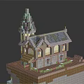 Cartoon Scene Of Charming House With Tower Gray Roof Wooden Platform And Detailed Windows