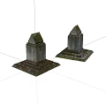 Vintage Miniature Pyramid Models With Textured Surface And Decorative Bases