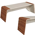 Modern Office Desk With Walnut Wood Frame And Light Surface Design 3d model