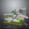 NASA Space Shuttle Launch Tower with Green Vegetation and Red Markers