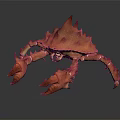 Realistic 3D Render of Spiky Orange Crab with Sharp Claws and Exoskeleton