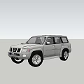 Silver SUV Parked on Pink Ground With Ocean View and Sunset Sky 3d model