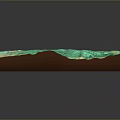 3D Topographic Landscape Model With Green Vegetation Yellow Terrain And Blue River