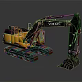 Volvo Yellow And Black Excavator With Tracks And Front Bucket For Construction