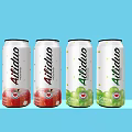 Alidhoo Refreshing Canned Beverages Apple and Grape Flavors on Blue Background
