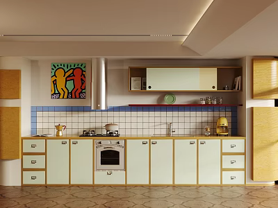 Modern Open Concept Kitchen Interior Design With Island Counter Appliances And Cabinets 3d model