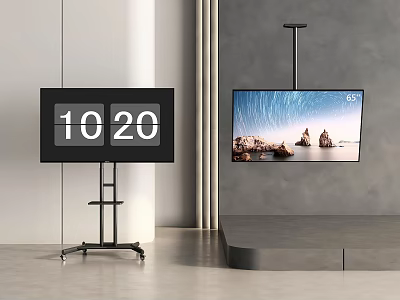Wall Mounted TV Displaying Scenic View With Rocks And Sky In Indoor Setting 3d model