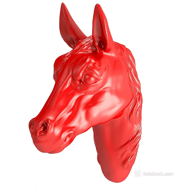 Glossy Red Horse Head Sculpture For Modern Home Decorative Ornament 3d model 