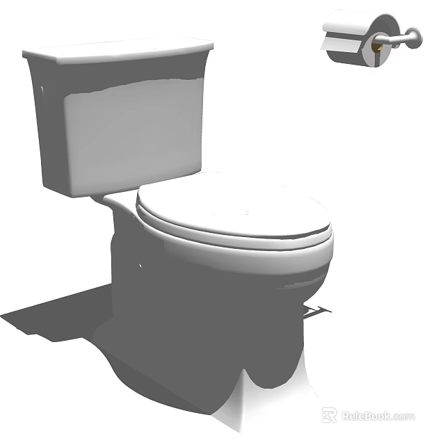Modern Ceramic Toilet With Tank And Closed Seat Design For Bathroom 3d model 