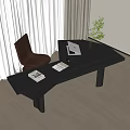 Modern Desk and Chair Combination Ornaments Books Computer Green Plant Notes 3d model