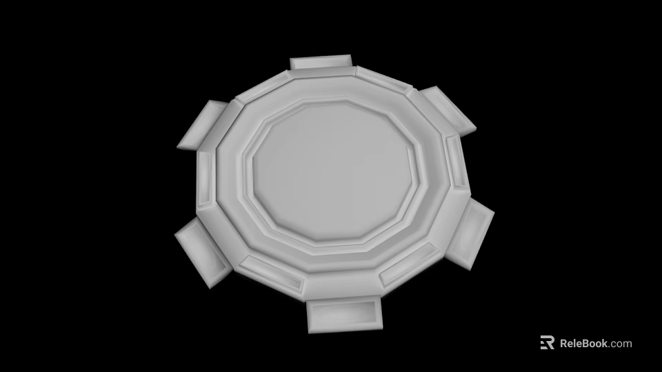 White Circular Geometric Structure With Symmetrical Protrusions And 3D Design Elements 3d model 