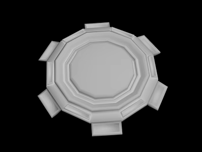 White Circular Geometric Structure With Symmetrical Protrusions And 3D Design Elements 3d model