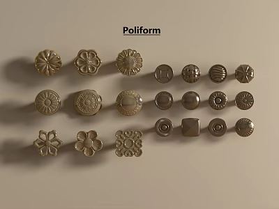 Poliform Decorative Cabinet Knobs with Various Designs and Metal Finish 3d model
