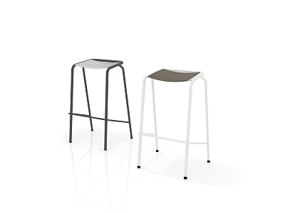 Modern Bar Stools With Metal Frame And Two Tone Seat Design 3d model