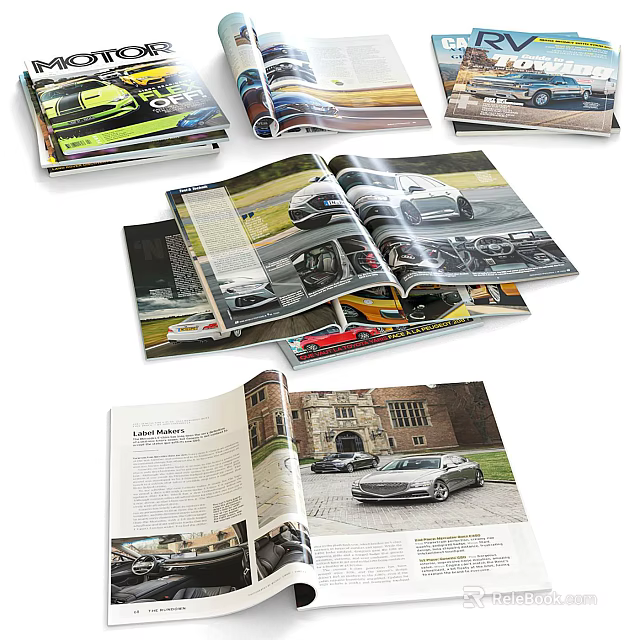 Open Car Magazines Featuring Stunning Car Photos And Various Vehicle Models 3d model 