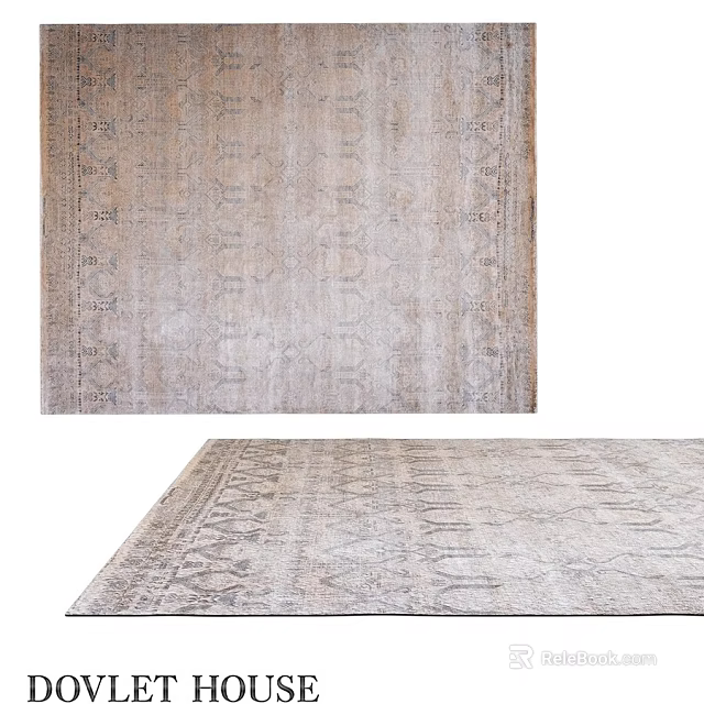 Traditional Pattern Square Rug In Neutral Tones For Home Interior Decor 3d model 