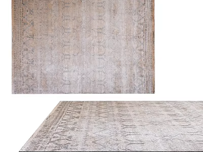 Traditional Pattern Square Rug In Neutral Tones For Home Interior Decor 3d model