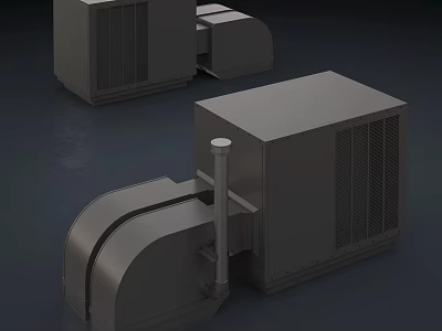 Industrial Equipment Large Gray Enclosed Units With Ventilation Grilles And Exhaust Pipe 3d model