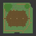 Pixel Art Wooden House With Brown Roof Green Trees And Fence