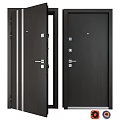 Double Dark Modern Swing Doors With Metal Handles For Home Interior