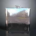 Silver Metal Flask With Playing Card Symbols Design Portable Liquor Container