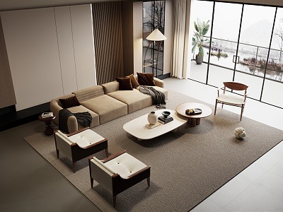 Modern sofa coffee table combination model