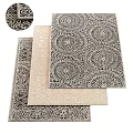 Modern Decorative Square Rugs With Intricate Circular Patterns In Neutral Tones 3d model