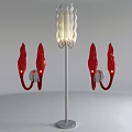 Modern Lighting Combination With Red Wall Lamps And White Ceiling Pendant Design
