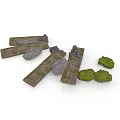 Rustic Natural Outdoor Construction Elements With Wooden Planks Green Stones And Gravel