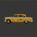 Classic Yellow Vintage Taxi with Retro Design and Reflective Surface