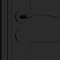 Modern Silver Metal Door Handle Installed On Gray Door With Keyhole