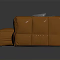 Modern Brown Leather Sectional Sofa With Gray Cushion And Stitched Details