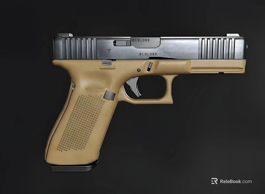 Modern Weapon Tactical Pistol With Textured Grip And Silver Slide Features 3d model 