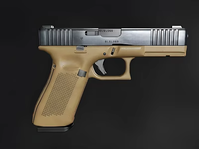 Modern Weapon Tactical Pistol With Textured Grip And Silver Slide Features 3d model