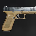 Modern Weapon Tactical Pistol With Textured Grip And Silver Slide Features