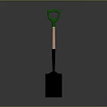Durable Garden Shovel With Green Handle Wooden Shaft And Black Blade