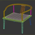 Wooden Frame Leisure Chair With Curved Armrests And Textured Padded Seat